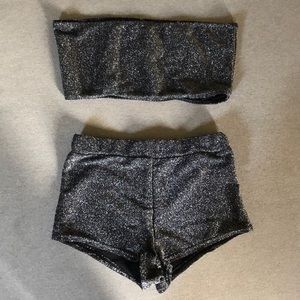 Glittery Bandeau Two Piece Set